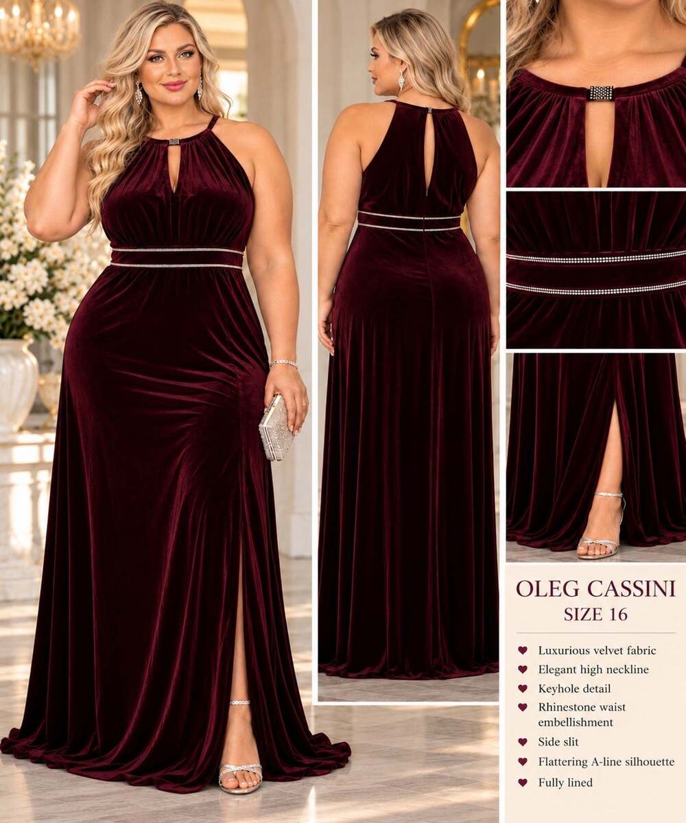 Special Ocasion Formal Dress, Oleg Cassini Velvet Wine